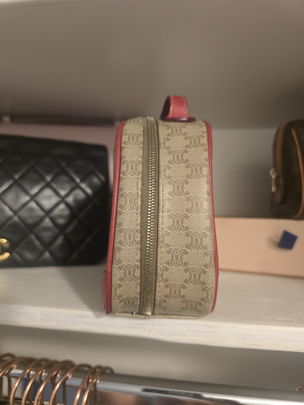 Authentic Vintage Celine Monogram Canvas with Red Leather - Picture 3 of 9